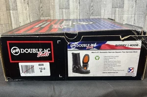 Double-H Boots Men's 11" Barry Harness Boot Sz 12.0 D Black - 4008, Black - Picture 1 of 13