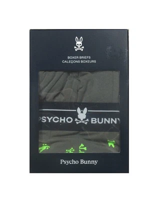 Psycho Bunny Men's Army Green/All Over Bunny Boxer Briefs 2 Pack Gift Set - Image 1 of 2