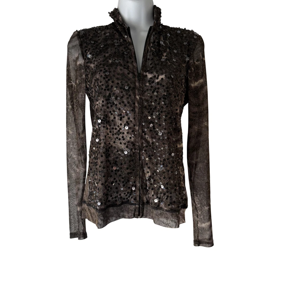 Chaqueta con Capucha Berek Y2k Fairy Grunge Mediana Negra Lentejuelas Metálicas Transparente Cremallera Foto 1 de 4