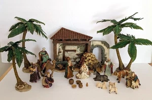 Vintage Department 56 Stille Nacht NATVITY SET Weihnachtsdorf Krippe 21 tlg. Bäume - Bild 1 von 18