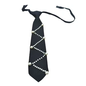 Trendy Neckwear Glittering Pearls And Smooth Polyester Fabric Preepy Look - Picture 1 of 8