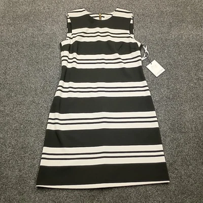Calvin Klein Women’s Sleeveless NWT Dress Size 6 Black White W/ Gold Zipper - Image 1 of 3