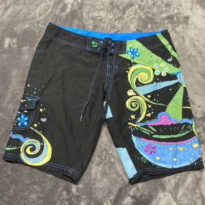 Board Shorts Billabong Mujer Negro/Milticolor Talla 1 Y2K Años 2000 Foto 1 de 4