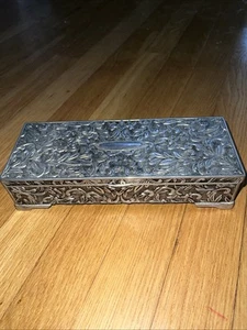 Vintage Godinger Silver Plated Jewelry Box 1992 Rectangular Mirror Gray Lining - Picture 1 of 11
