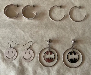 MIXED LOT OF 4 PAIR OF SILVER EARRINGS - Picture 1 of 6