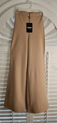 Pantalones acampanados Missguided cintura alta pierna ancha beige nude - nuevos con etiquetas Foto 1 de 4