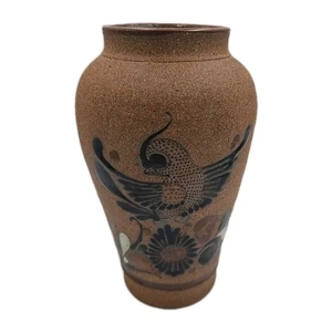 Tonala art pottery Folk Art vase glazed hand painted Phoenix Signed Mexico - Picture 1 of 15
