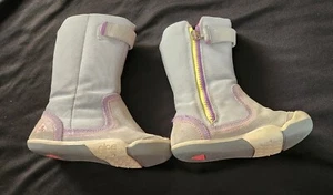 Plae Kids Toddler Girl 8.5 Camille Boots Shimmer Suede Silver Pink Side Zip - Picture 1 of 8