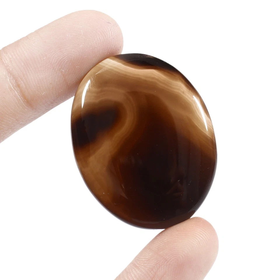 AAA +  Black Agate Loose Gemstone in Oval shape Cabochon for jewellery - Image 1 of 1