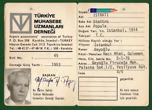 #41387 Constantinople 1953. Professional identity card of a Greek accountant. - Picture 1 of 2