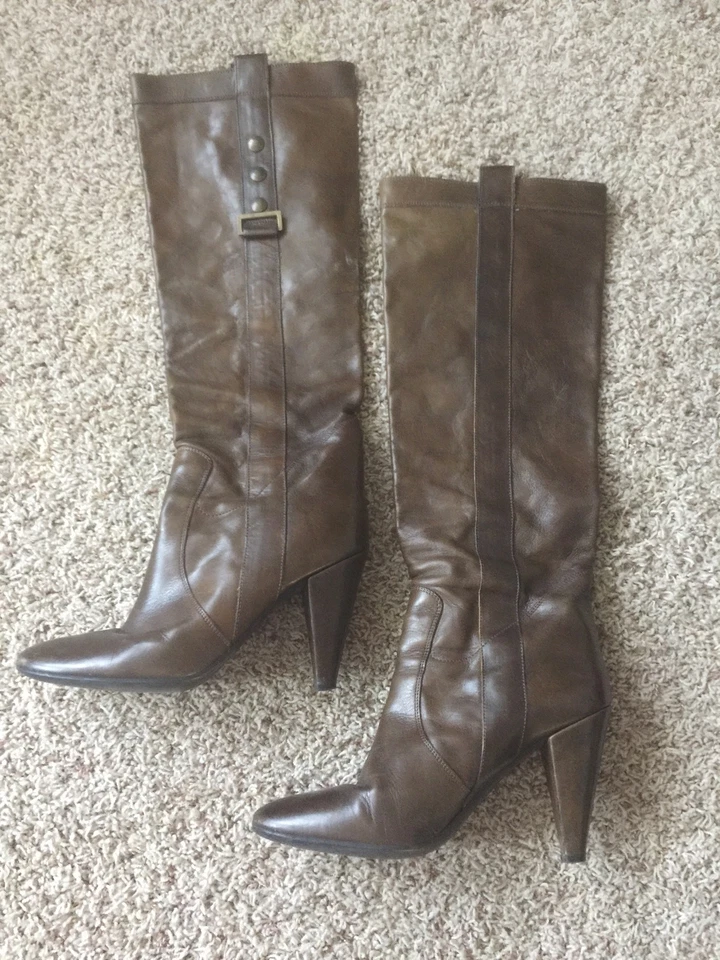 Fornarina Brown Sleek Slimming Leather Shoes Heels Boots Size 40 - Image 1 of 4