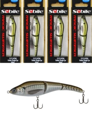 (4) Sebile Magic Swimmer 110 Flotante 4 3/8 Swimbait 3/8 OZ Dorado Ojo de Google Foto 1 de 4