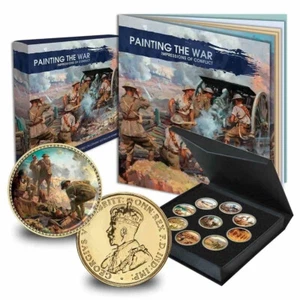 110350 PAINTING THE WAR IMPRESSIONS OF CONFLICT ENAMEL 9 COIN PENNY COLLECTION - Picture 1 of 1