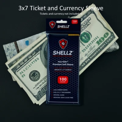 SHELLZ 3x7" Ticket/Currency Easy Glide Soft Sleeves