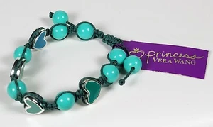 Princess Vera Wang Friendship Adjustable Bracelet Turquoise Hearts & Balls NEW - Picture 1 of 5