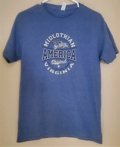 Boys Teen Blue Patriotic T-Shirt, "America", Flag; Midlothian Va;  Small - Picture 1 of 4