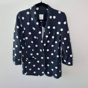 Lauren Conrad Blazer dunkelblau gepunktet mit einem Knopf Größe XS - Bild 1 von 7