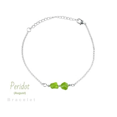 Handmade Natural Peridot Bracelet Round Rough Beads Healing Reiki Gift for Women - Image 1 of 4