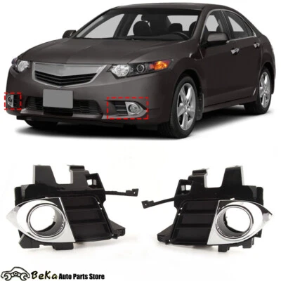 Pair For Acura TSX 2.4L 2011-2014 Front Bumper Fog Light Lamp Cover Chrome Trims - Imagem 1 de 4