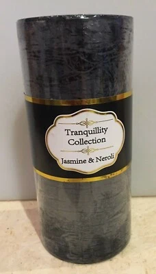 2X SCENTED JASMINE & NEROLI BLACK PILLAR CANDLES ELEGANT TRANQUILITY COLLECTION  - Image 1 of 4