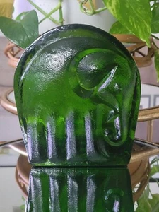 BLENKO GLASS EMERALD GREEN ELEPHANT STATUE BOOKEND HEAVY SOLID DECOR VINTAGE 60s - Picture 1 of 6