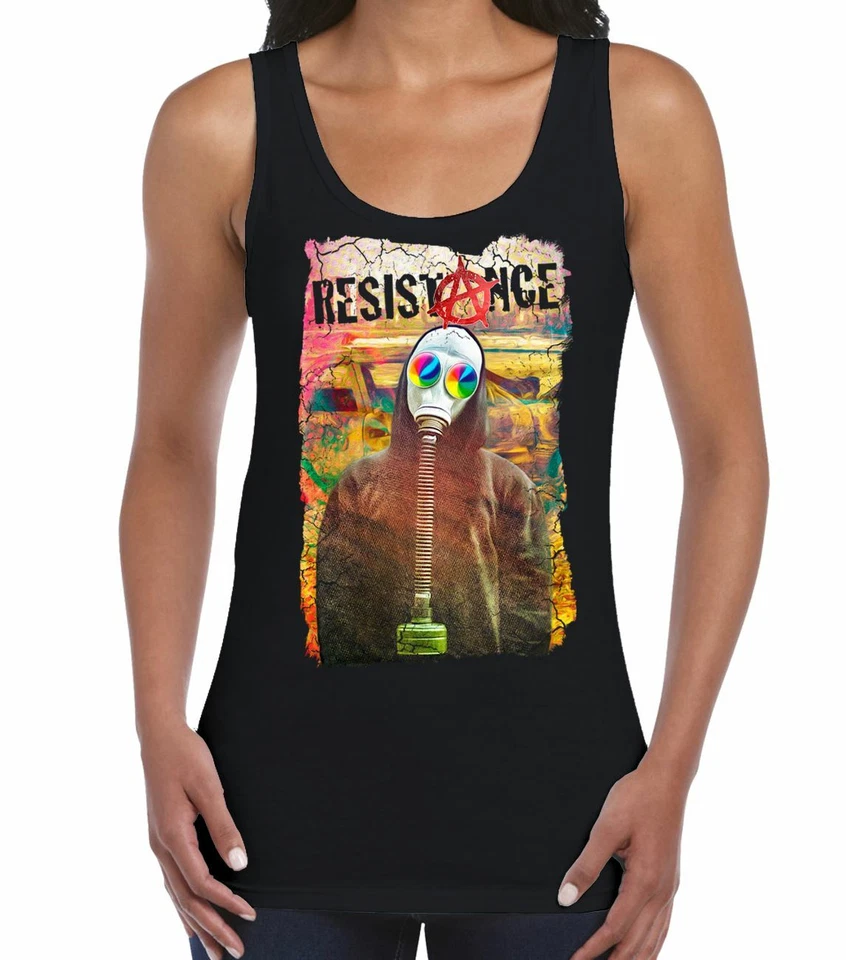 TRIBAL T-SHIRTS Resistance Anarchy Symbol Women's Vest Tank Top - Anarchist Punk T-Shirt