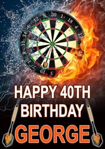 Dart Sport personalisiert Geburtstag Banner Poster beliebiger Name Alter Text personalisiert - Bild 1 von 1