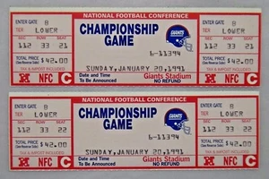 2 Giants 1991 Championship Game Ticket Stubs EX-MT - Picture 1 of 2