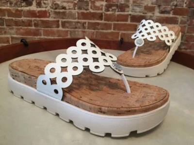 Sandalia Tanga Eric Javits Blanco Charol Corte Donut Plataforma Nueva Foto 1 de 3