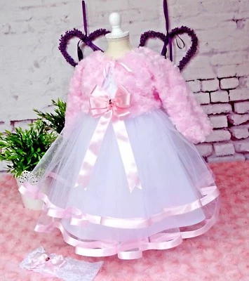 Taufkleid mit Stirnband und Bolero  Spitze Tüll weiss 56-98 ❤️Neuheit❤️  - Bild 1 von 4