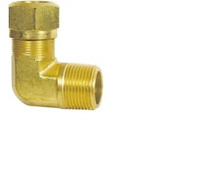 90° Male Elbow Air Brake Fitting For Nylon Tubing, Brass, 3/8" x 1/4" - Bild 1 von 1