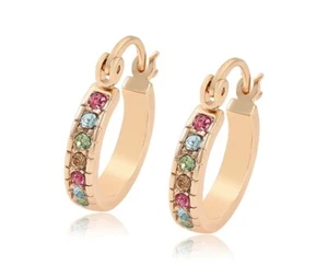SALE 9K Gold Filled Ladies Multi 16mm Hoop Earrings Birthday Xmas Gift E/546R - Picture 1 of 2