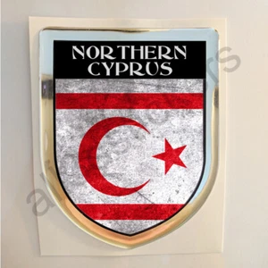 Nordzypern Aufkleber Resin gewölbt Sticker Flagge Grunge 3D Kleber Gel Auto - Bild 1 von 1