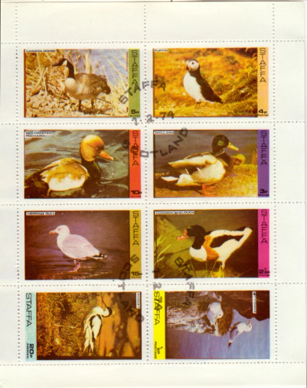 Staffa 1974 Birds, Ducks, Heron, Puffin, Gull etc Minisheet VFU / CTO - Image 1 of 1