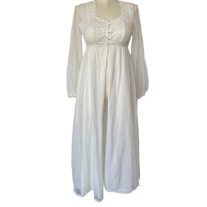 Vintage Olga Robe Peignoir White Lace dressing gown Wedding Night Lingerie Sz 38 - Picture 1 of 24