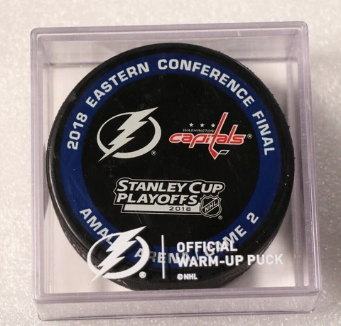 Washington Capitals Tampa Bay Lightning Stanley Cup Playoffs Warm Up Puck 2018 2 Cover