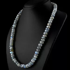 425.00 Cts Earth Mined Blue Color Flash Labradorite Round Beads Necklace (DG) - Picture 1 of 3
