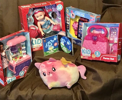 Gift set: Pikmi Pops Surprise! Blues Clue Pink Watch,  Toy Purse, 2-Dolls, Plush Cover