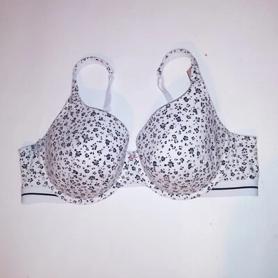 Camiseta Cacique Bra 44D Ligeramente Forrada Negra Blanca Leopardo Bandas Con Aros Foto 1 de 4