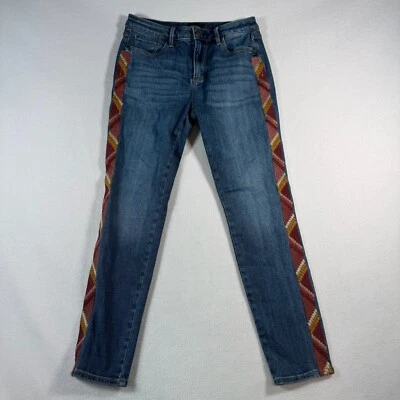 Jeans Driftwood para mujer 27 azul Jackie ajustados tiro alto lavado medio bordado Foto 1 de 4