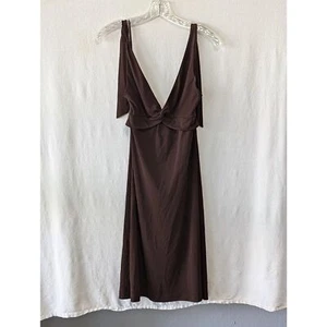 BCBGMaxAria Petites Knotted Front Halter Top Dress Raisin Women's Size MP NWT - Picture 1 of 6