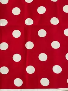 RED FABRIC w LARGE White POLKA DOTS 40" wide x 1yd long excellent cotton - Picture 1 of 5