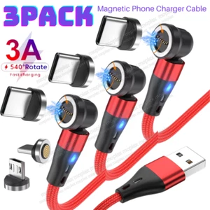 540° Rotate Magnetic USB Phone Fast Charger Cable Cord For iPhone Type C Micro - Picture 1 of 17