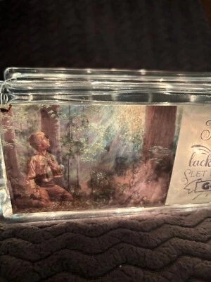 8'x4'x3' Clear glass frame with JS first vision and scripture. - Image 1 of 4