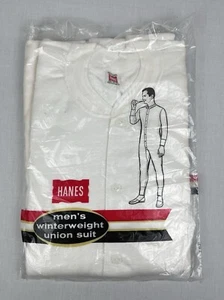 Vintage Hanes Winterweight Union Suit 100% Cotton Men’s Size 42 Trunk 68 READ - Picture 1 of 8