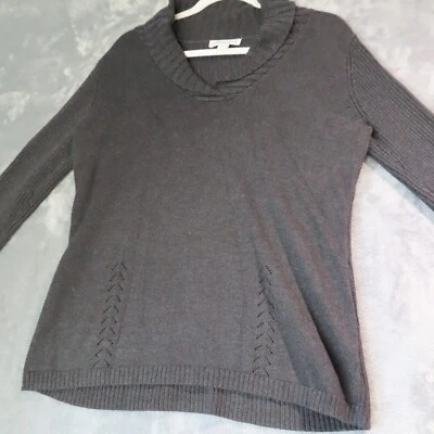 Suéter COLDWATER CREEK Mujer Grande 14 16 Gris Cuello Chal Acogedor Tejido Pullover Foto 1 de 4