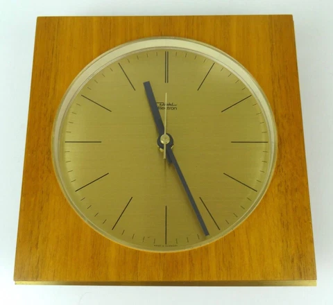 ORIGINAL MID CENTURY 60S TEAK & BRASS VINTAGE DANISH MODERN WALL CLOCK BY DIEHL Cover