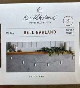 Silver Tone Bell Garland Farmhouse Hearth & Hand Magnolia 5 FT NIB Country Chic - Picture 1 of 8