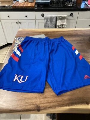 MENS ADIDAS Kansas Jayhawks Team-Issued Blue Shorts Basketball Size 2XL+2 - Image 1 of 4
