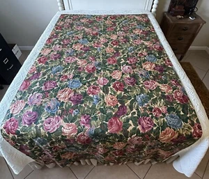 Custom Drapery Panels 87”L Beautiful Roses Lined Pair - Picture 1 of 6